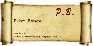Puhr Bence névjegykártya